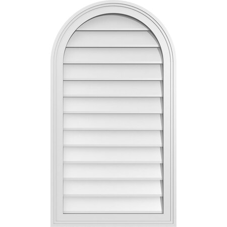 Ekena Millwork Round Top Surface Mount PVC Gable Vent w/ 2"W x 1-1/2"P Brickmould Frame, 20"W x 36"H GVPRT20X3602SN